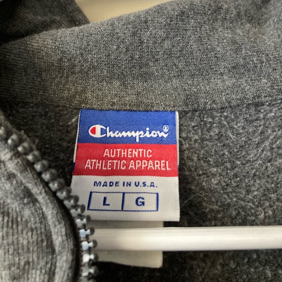 Champion Grey Quarter Zip Sweatshirt Men's L - Picture 7 of 7